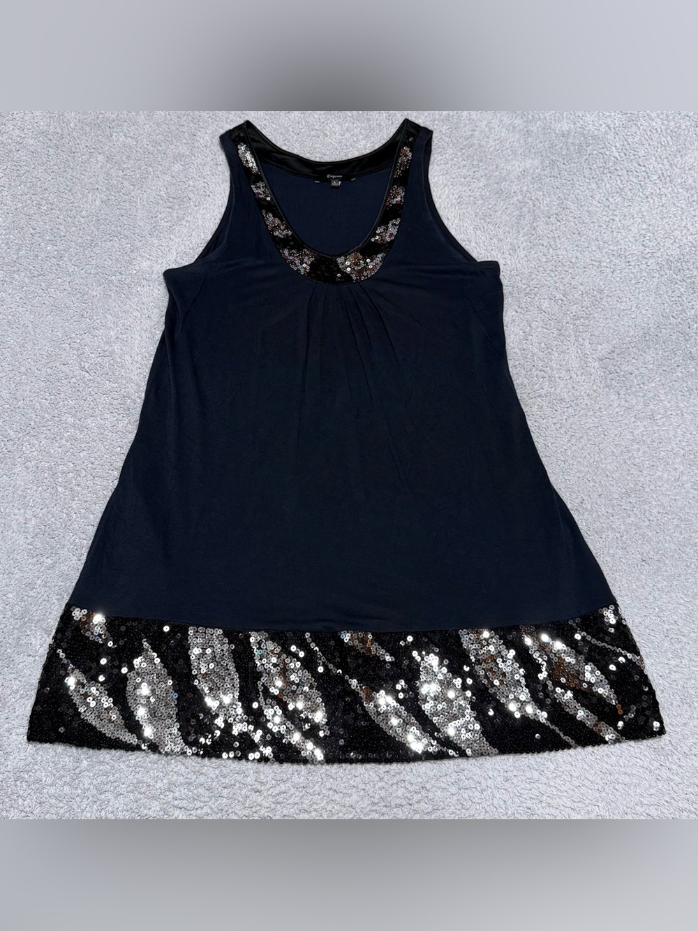 Express Women’s Y2K Navy Blue Sequin Embellished Sleeveless Mini Dress Size L